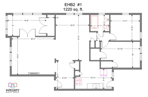 2 Bed 1 Bath Floor Plan at Integrity Cleveland Heights, Cleveland Heights